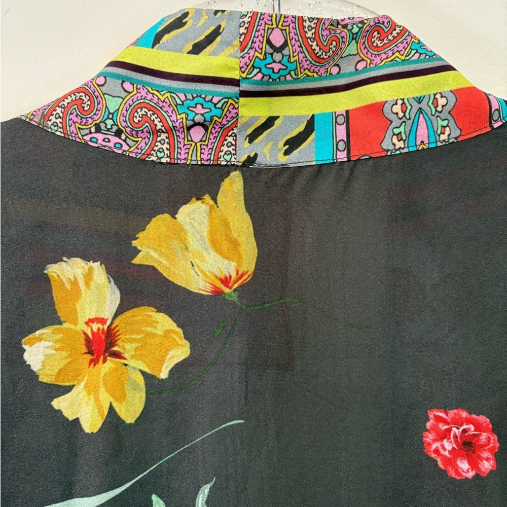 Johnny Was Multicolor Floral silk Kimono size S (fits M-L) - Picture 6 of 6